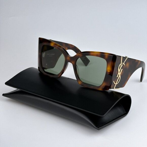 NEW Saint Laurent SLM119 BLAZE 002 Havana Green Oversized Women Sunglasses - Picture 1 of 15